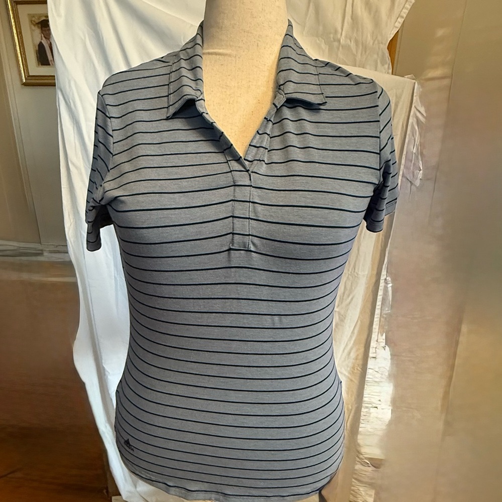 Adidas Gray Fitted Polo T-Shirt Short Sleeve